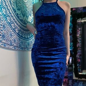 blue velvet dress